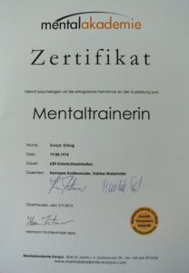 Zertifikat Mentaltrainerin 1