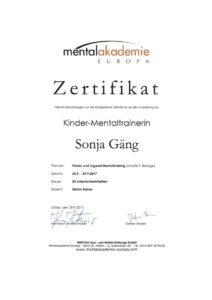 Zertifikat Kinder Mentaltrainerin 1