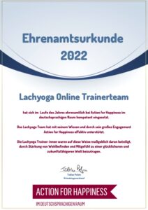 Ehrenamtsurkunde Lachyoga Online Trainerteam 